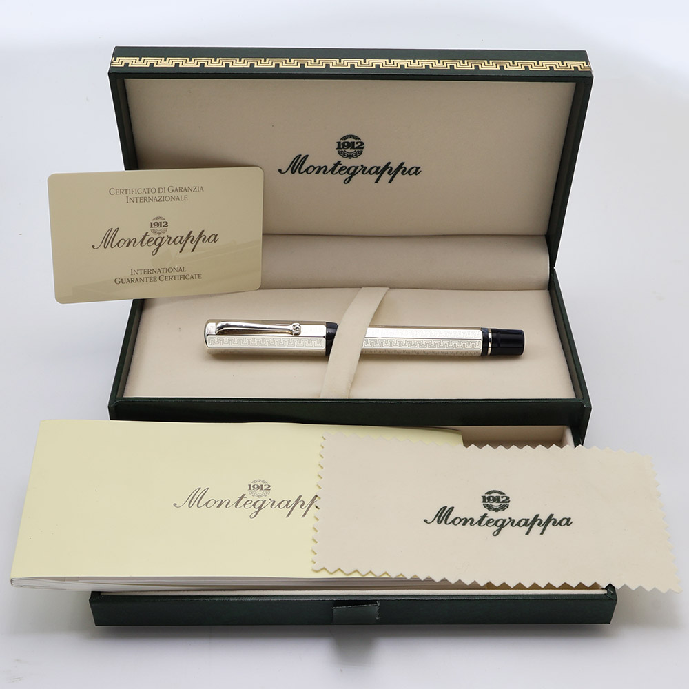 Montegrappa Privilege Deco Fountain Pen - Sterling Silver w Greek